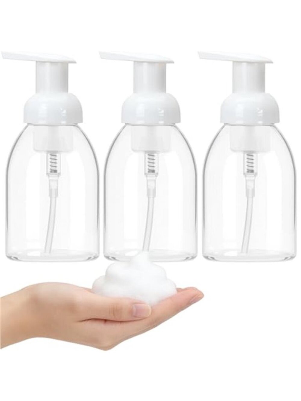 3 Pack 8oz Foaming Soap Dispenser BPA Free Clear Plastic Refillable Pump Bottle